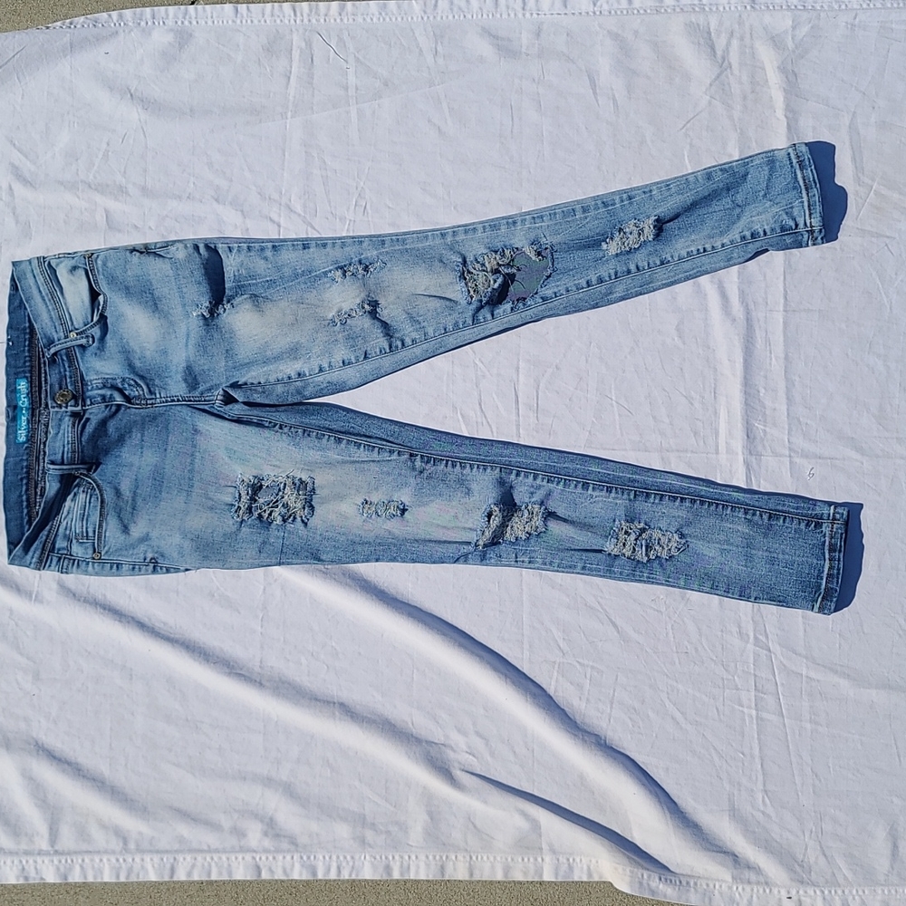Silver Crush deconstructed destroyed jeans size 1/2